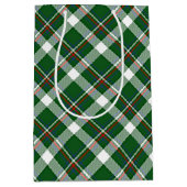 クラシック緑の赤い青の白い格子模様 ミディアムペーパーバッグ (正面)