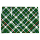 クラシック緑の赤い青の白い格子模様 ラージペーパーバッグ (正面)