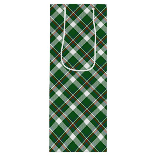 クラシック緑の赤い青の白い格子模様 ワインギフトバッグ (正面)