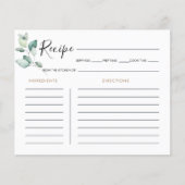 クラシック緑フォーマルブライダルシャワーレシピカード (正面)