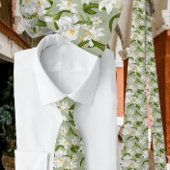 クラシック緑白花柄 ネクタイ