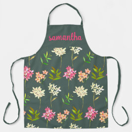 クラシック緑花模様 エプロン