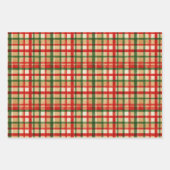 クラシック緑赤水彩格子模様 ラッピングペーパーシート (正面3)