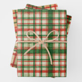 クラシック緑赤水彩格子模様 ラッピングペーパーシート (インサイチュ)