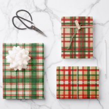 クラシック緑赤水彩格子模様