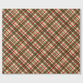 クラシック緑赤水彩格子模様 ラッピングペーパー (フラット)