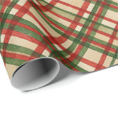 クラシック緑赤水彩格子模様 ラッピングペーパー (ロールコーナー)