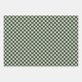 クラシック緑、ダークブラウンの格子縞 ラッピングペーパーシート (正面)