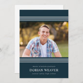 クラシック線 |濃い |写真卒業パーティー 招待状 (正面/裏面)