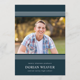 クラシック線  濃い  写真卒業パーティー 招待状