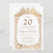 クラシック縁ど金ゴールド220誕生日 招待状 (正面/裏面)