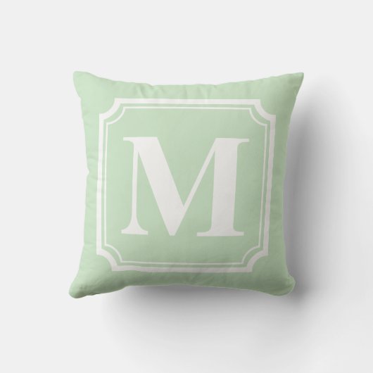 クラシック縁ど | ミントグリーンモノグラパーソナライズされたム クッション (裏面)