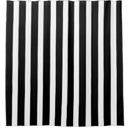 クラシック縦ストライプの白 シャワーカーテン