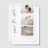 クラシック縦型フォトストリップ結婚の ベラム紙招待状 (オフセット)
