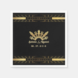 クラシック美しいアールデコ結婚ナプキンス スタンダードカクテルナプキン