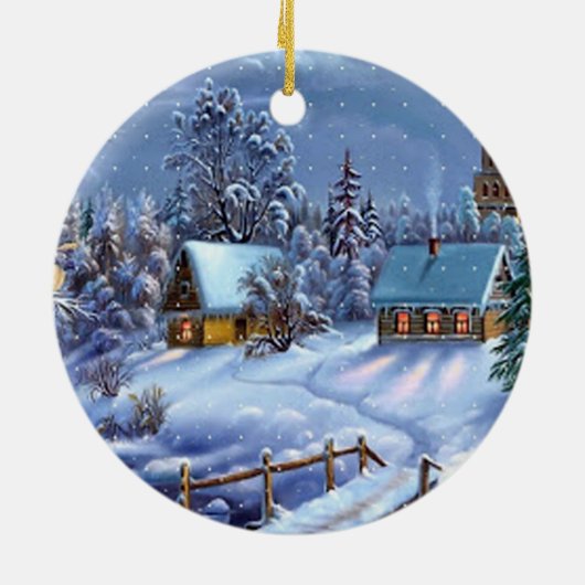 クラシック美しいヴィンテージのクリスマス写真 セラミックオーナメント (裏面)