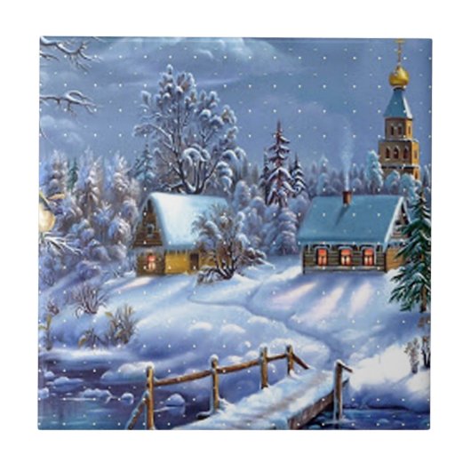 クラシック美しいヴィンテージのクリスマス写真 タイル (正面)