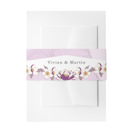 クラシック美しい紫の蓮とカラーインク 招待状ベリーバンド