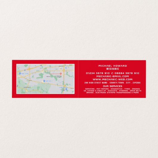 クラシック自動車、自動車整備士と修理、詳細 名刺 (内部フラット)