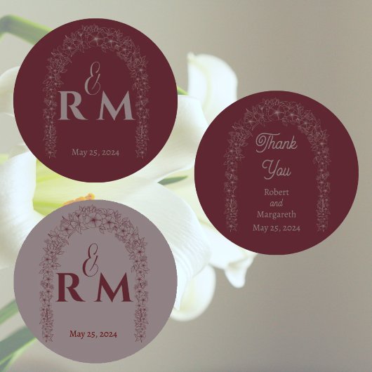 クラシック自然フローラレッド結婚ズゲート ラベル