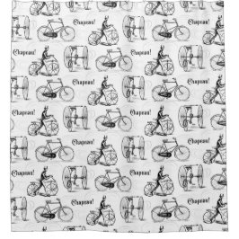 クラシック自転車ヴィンテージのフランスのサイクリストパターン シャワーカーテン