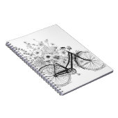 クラシック自転車開花ラインアートデザイン ノートブック (右側)