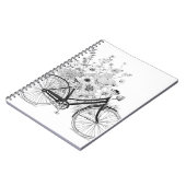 クラシック自転車開花ラインアートデザイン ノートブック (左側)