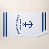 クラシック航海のいかりファミリービーチハウスホワイト ビーチタオル (正面)