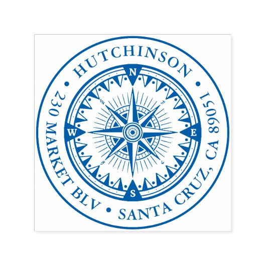 クラシック航海のコンパスラウンド差出人住所 セルフインキングスタンプ (デザイン)