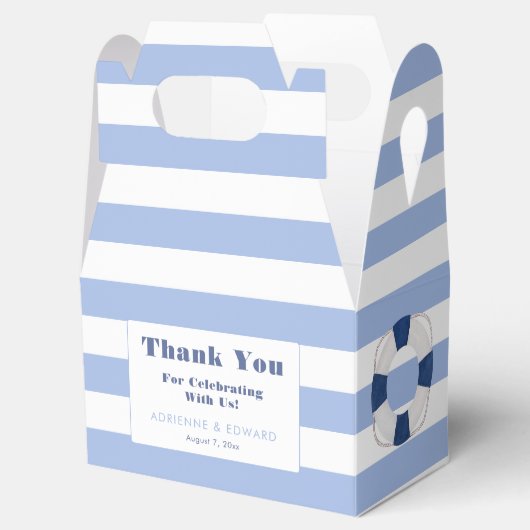 クラシック航海のネイビーブルーストライプホワイト結婚ズ フェイバーボックス (オープン)