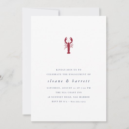 クラシック航海のロブスター婚約パーティ 招待状 (正面)