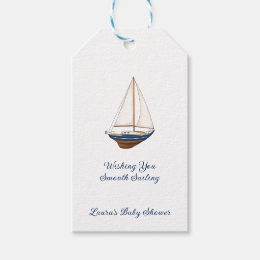 クラシック航海の帆船カスタム赤ちゃんシャワー ギフトタグ (正面)