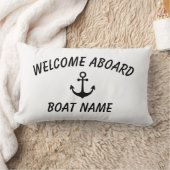 クラシック航海の歓迎いかりボート名 ランバークッション (ブランケット)