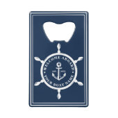クラシック航海の海軍パーソナライズされたボート名 クレジットカード栓抜き (裏面)