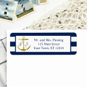 クラシック航海の青ストライプいかり結婚ズ ラベル