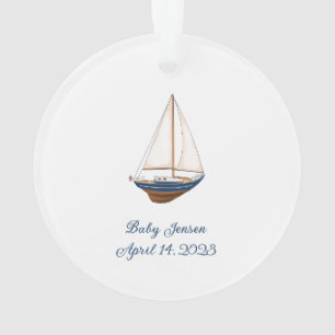 クラシック航海のSailboatベビー初めてのクリスマス オーナメント