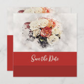 クラシック色彩の鮮やかバラの保存日 セーブザデート (正面/裏面)