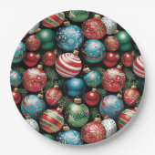 クラシック色数々ののクリスマオーナメント ペーパープレート (正面)