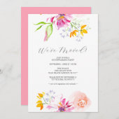 クラシック花カラフル花引っ越し祝いパーティーパーティー 招待状 (正面/裏面)