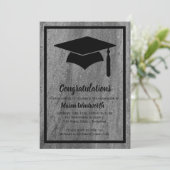 クラシック花崗岩の卒業招待状 – 黒 招待状 (スタンド正面)