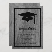 クラシック花崗岩の卒業発表 – 黒 案内状 (正面/裏面)