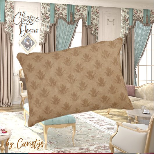 クラシック華美エンブレムブラウンタウペリネン アクセントクッション