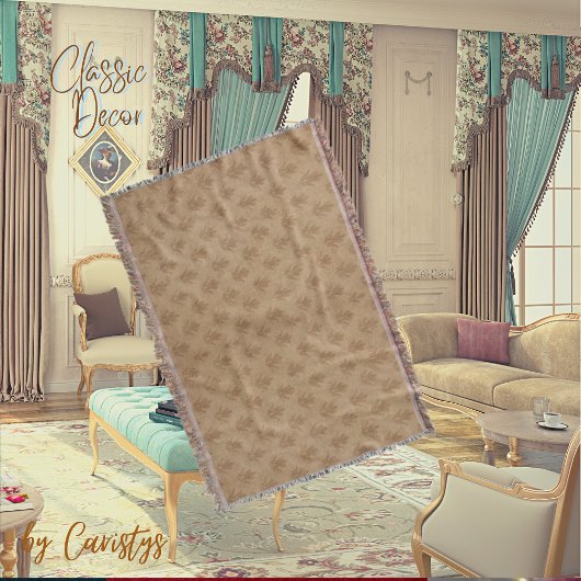 クラシック華美エンブレムブラウンタウペリネン スローブランケット