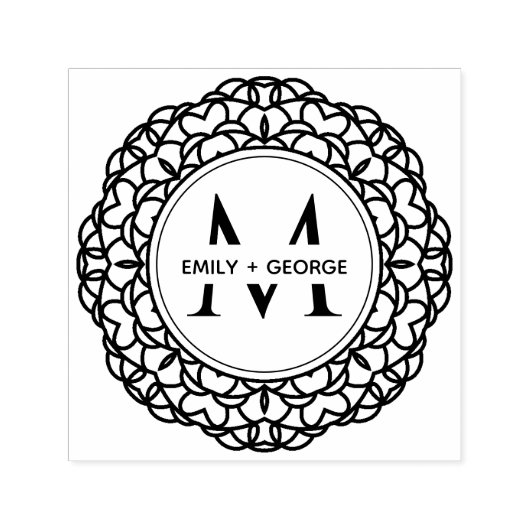 クラシック華美カスタムモノグラム姓 セルフインキングスタンプ (デザイン)