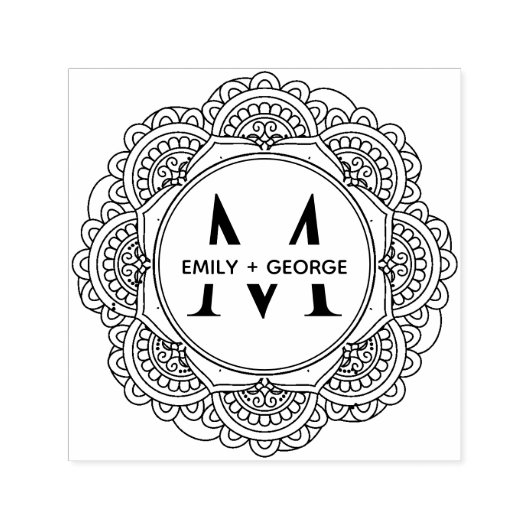 クラシック華美カスタムモノグラム姓 セルフインキングスタンプ (デザイン)