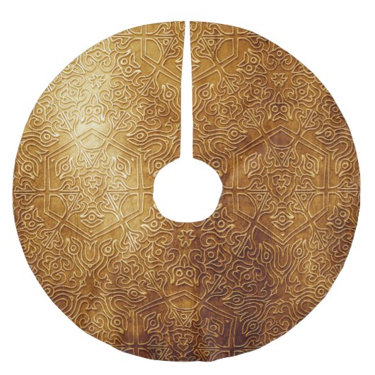 クラシック華美金ゴールド金属プレート ブラッシュドポリエステルツリースカート (正面)