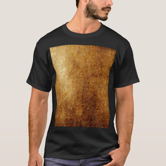 クラシック華美金ゴールド金属プレート Tシャツ (正面)