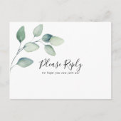 クラシック葉フォーマルGreen Optionsメニュー選択RSVP ポストカード (正面)