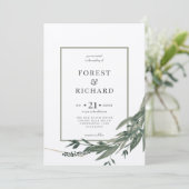 クラシック葉、ポリゴン、水彩招待状 招待状 (スタンド正面)