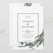 クラシック葉、ポリゴン、水彩招待状 招待状 (正面/裏面)